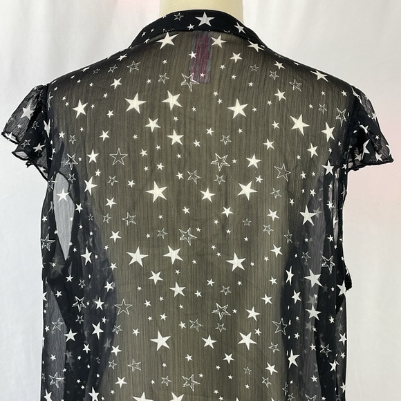 No Boundaries Black Sheer Top w/Stars, Cap Sleeves & Hi-Lo Hem- Size XXL (19) Jr - Picture 9 of 15